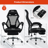 Ergonomic Mesh Office Chair with Footrest-Black