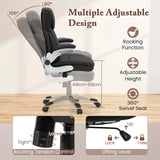 Adjustable Executive Office Chair PU Leather with Rocking Function and Armrests-Black