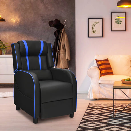 Recliner gaming chair with lumbar cushion
