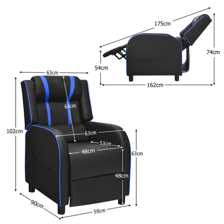 Recliner gaming chair with lumbar cushion