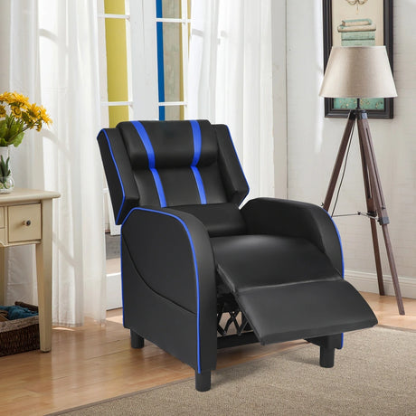 Recliner gaming chair with lumbar cushion