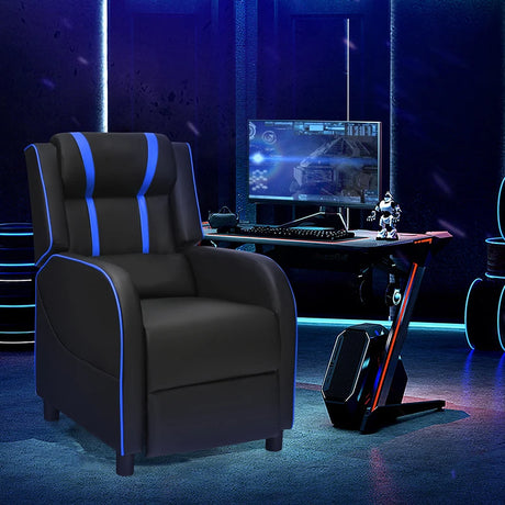 Recliner gaming chair with lumbar cushion