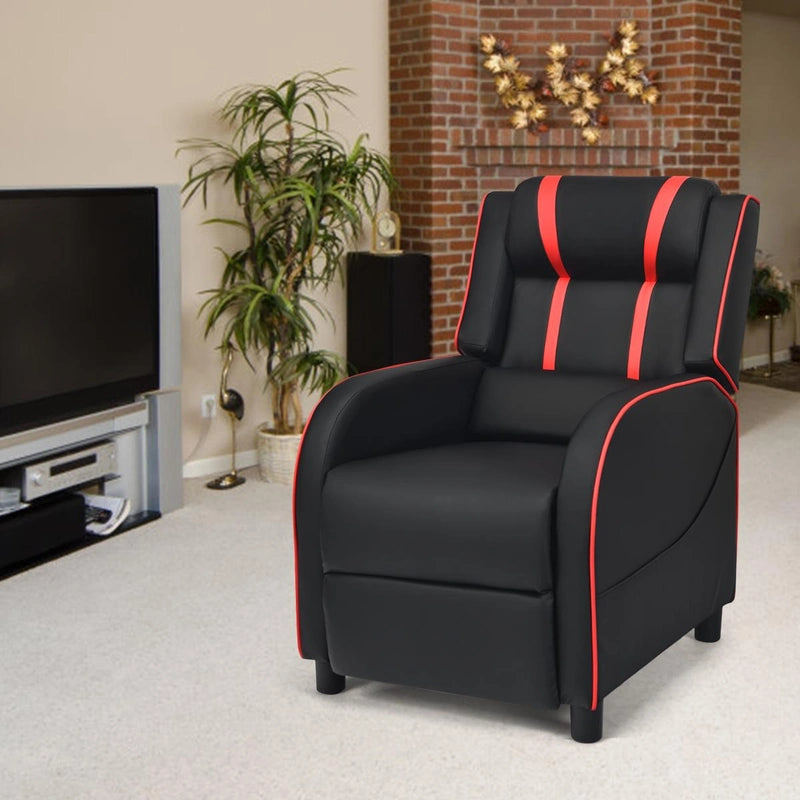 Recliner gaming chair with lumbar cushion