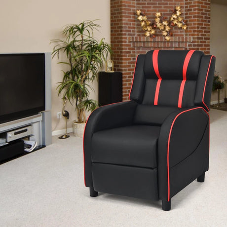 Recliner gaming chair with lumbar cushion