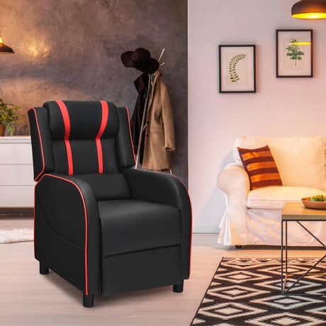 Recliner gaming chair with lumbar cushion