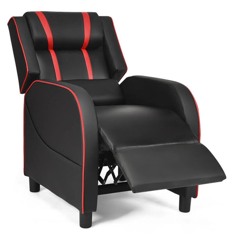 Recliner gaming chair with lumbar cushion