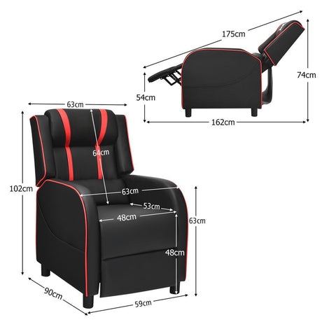 Recliner gaming chair with lumbar cushion