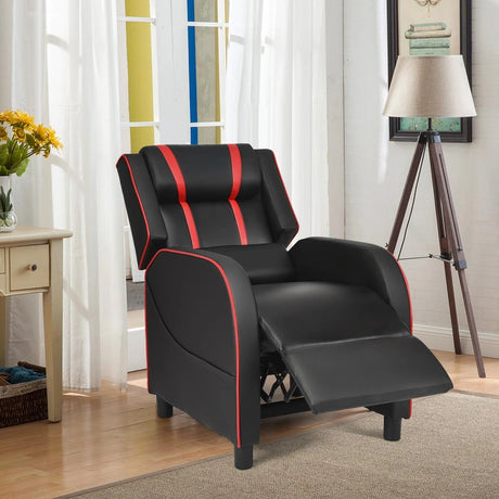 Recliner gaming chair with lumbar cushion