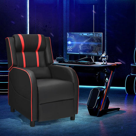 Recliner gaming chair with lumbar cushion
