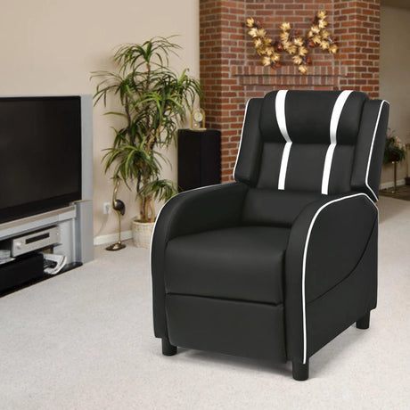 Recliner gaming chair with lumbar cushion