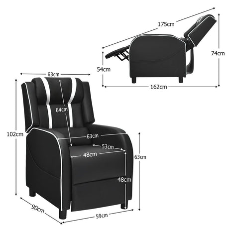 Recliner gaming chair with lumbar cushion