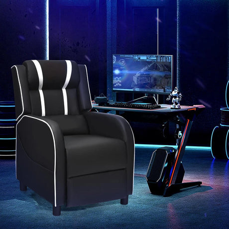 Recliner gaming chair with lumbar cushion