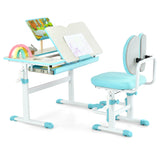Height-Adjustable Kid's Study Desk and Chair Set-Blue