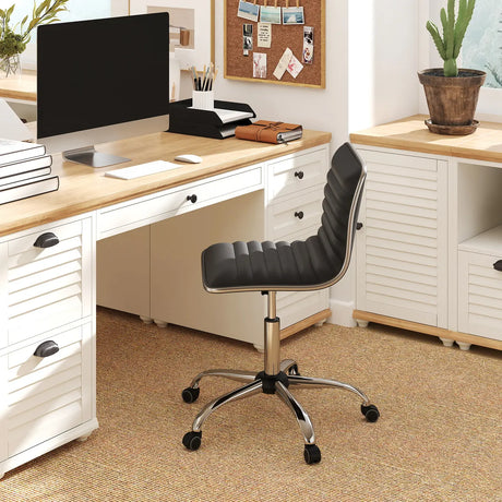 Adjustable Office Chair with Swivel Seat and Universal Wheels-Black