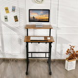 2-Tier Height Adjustable Mobile Standing Desk for Home Office