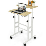 2-Tier Height Adjustable Mobile Standing Desk for Home Office