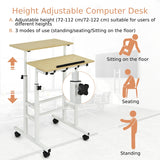 2-Tier Height Adjustable Mobile Standing Desk for Home Office