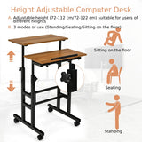 2-Tier Height Adjustable Mobile Standing Desk for Home Office