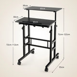 Height Adjustable Mobile Standing Desk with Rolling Wheels for Office and Home-Black