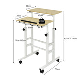 2-Tier Height Adjustable Mobile Standing Desk for Home Office