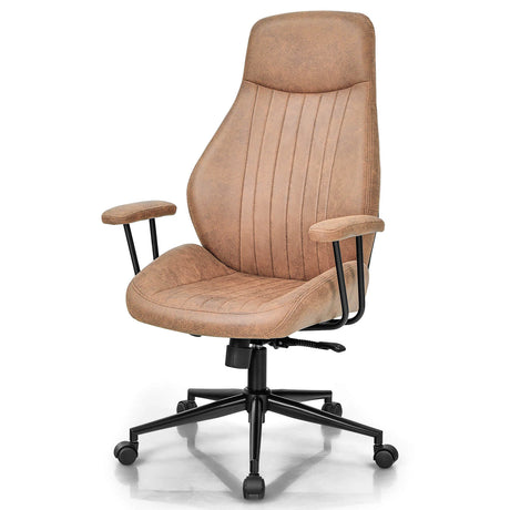 Ergonomic Office Chair with Adjustable High Backrest for Home Office Brown