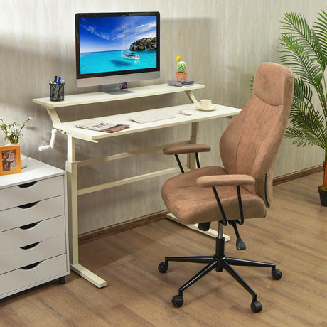 Ergonomic Office Chair with Adjustable High Backrest for Home Office Brown