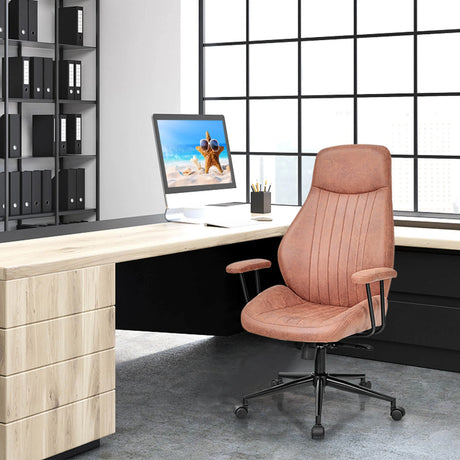 Ergonomic Office Chair with Adjustable High Backrest for Home Office Reddish