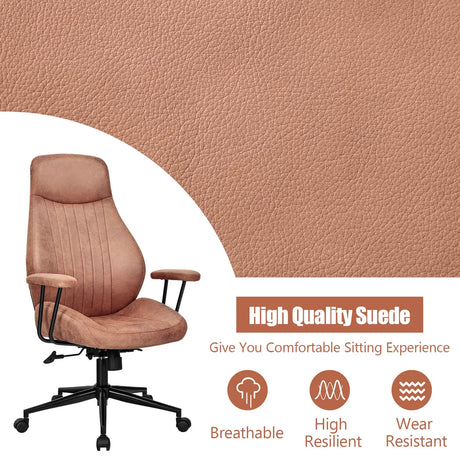 Ergonomic Office Chair with Adjustable High Backrest for Home Office Reddish