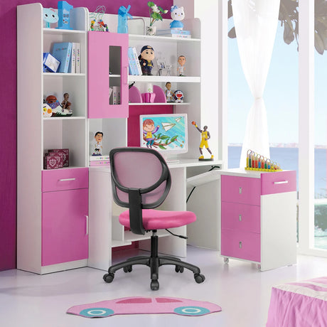 Ergonomic Low-Back Office Chair with Adjustable Height & Lumbar Support Pink