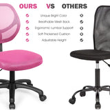 Ergonomic Low-Back Office Chair with Adjustable Height & Lumbar Support Pink