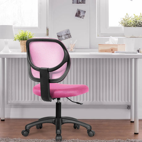 Ergonomic Low-Back Office Chair with Adjustable Height & Lumbar Support Pink