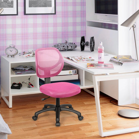 Ergonomic Low-Back Office Chair with Adjustable Height & Lumbar Support Pink