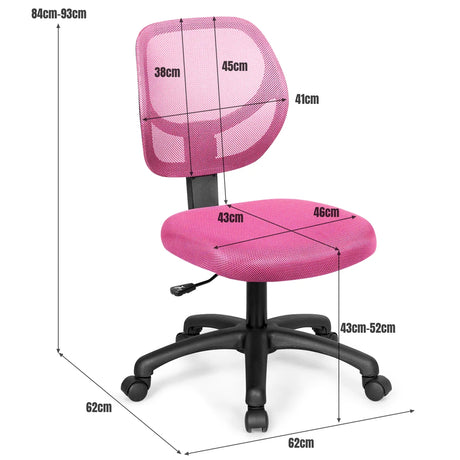 Ergonomic Low-Back Office Chair with Adjustable Height & Lumbar Support Pink