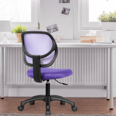 Low-back Computer Task Office Desk Chair with Swivel Casters-Purple
