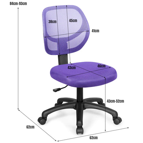 Low-back Computer Task Office Desk Chair with Swivel Casters-Purple