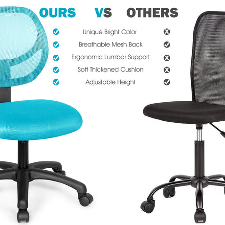 Ergonomic Low-Back Office Chair with Adjustable Height & Lumbar Support Green
