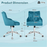Tufted Upholstered Swivel Computer Desk Chair-Turquoise