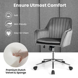Adjustable Velvet Leisure Chair with 4 Universal Wheels for Daily-Grey