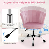 Height Adjustable Velvet Office Chair with Wheels &amp; Ergonomic Design Computer Chair Pink