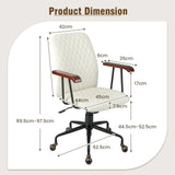 Velvet Home Office Chair with Wooden Armrest-Beige