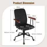 Velvet Home Office Chair with Wooden Armrest-Black