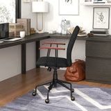 Velvet Home Office Chair with Wooden Armrest-Black