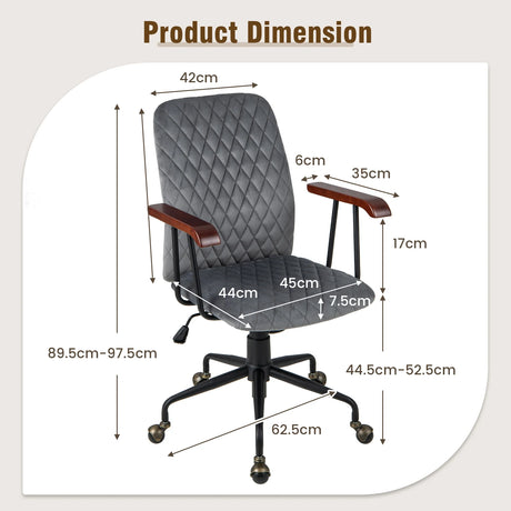Adjustable Velvet Rocking Leisure Chair with Padded Seat-Grey