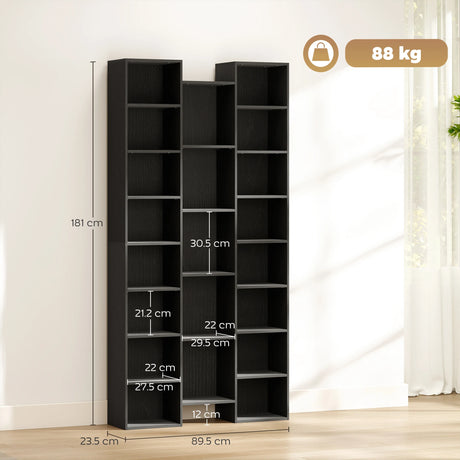 HOMCOM 21-Compartment Bookshelf - Black