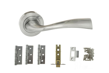 Atlantic Wave Dorpac (3" Latch, 3"x2" Hingesx3) - Satin Chrome - Set