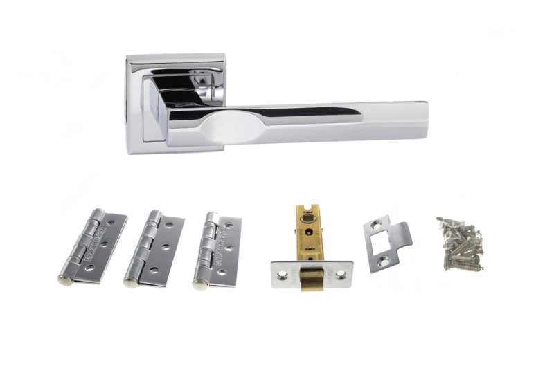 Atlantic Kansas Dorpac (2.5" Latch, 3"x2" Hingesx3) - Polished Chrome - Set