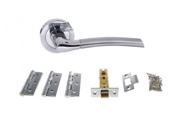 Atlantic Indiana Dorpac (2.5" Latch, 3"x2" Hingesx3) - Satin Chrome/Polished Chrome - Set