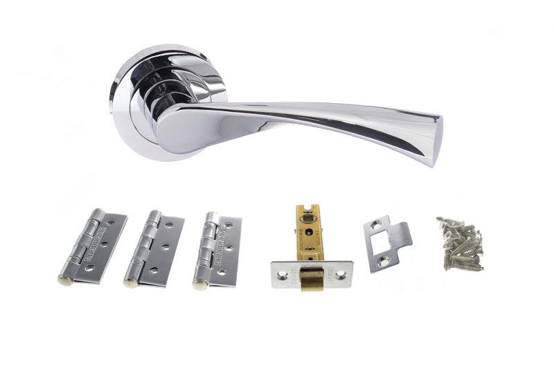 Atlantic Colorado Dorpac (2.5" Latch, 3"x2" Hingesx3) - Polished Chrome - Set