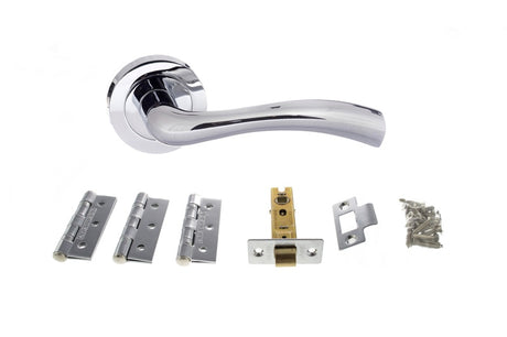 Atlantic Texas Dorpac (3" Latch, 3"x2"Hingesx3 ) - Polished Chrome - Set