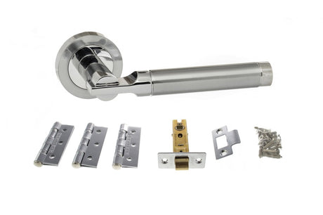 Atlantic Dakota Dorpac (2.5" Latch, 3"x2" Hingesx3) - Satin Chrome/Polished Chrome - Set